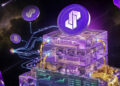Tokens 8Lends conectados con nodos a bloques de proyectos on-chain de economía real, generando ganancias. En la parte inferior un dashboard mostrando las ganancias.