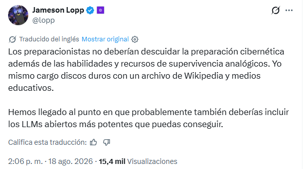 Publicación en X de Jameson Lopp.
