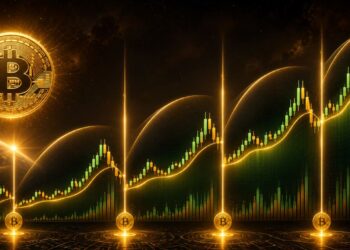 Gráfico ilustrativo de los ciclos de precio de Bitcoin después de cada halving, mostrando las distintas etapas de crecimiento y las subidas históricas de BTC tras la reducción de la emisión.