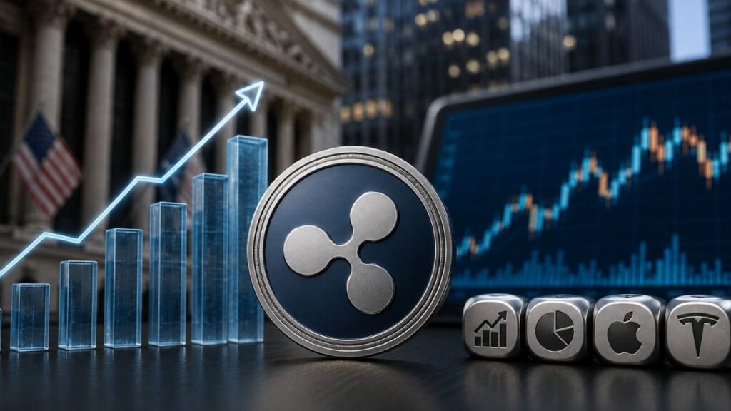 Moneda de Ripple y gráficos de crecimiento financiero.