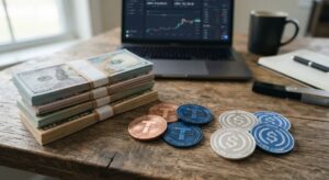 Stablecoins USDT y USDC con dólares en efectivo.