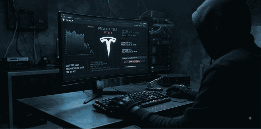 Un hacker creando la plataforma falsa.