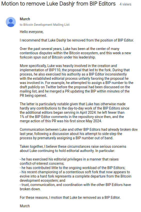 Texto completo original, en inglés, con la petición de remoción de Luke Dashjr.