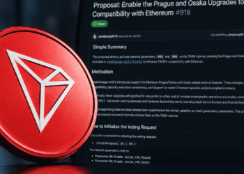 Moneda física de Tron y repositorio de Github con la propuesta que se vota.