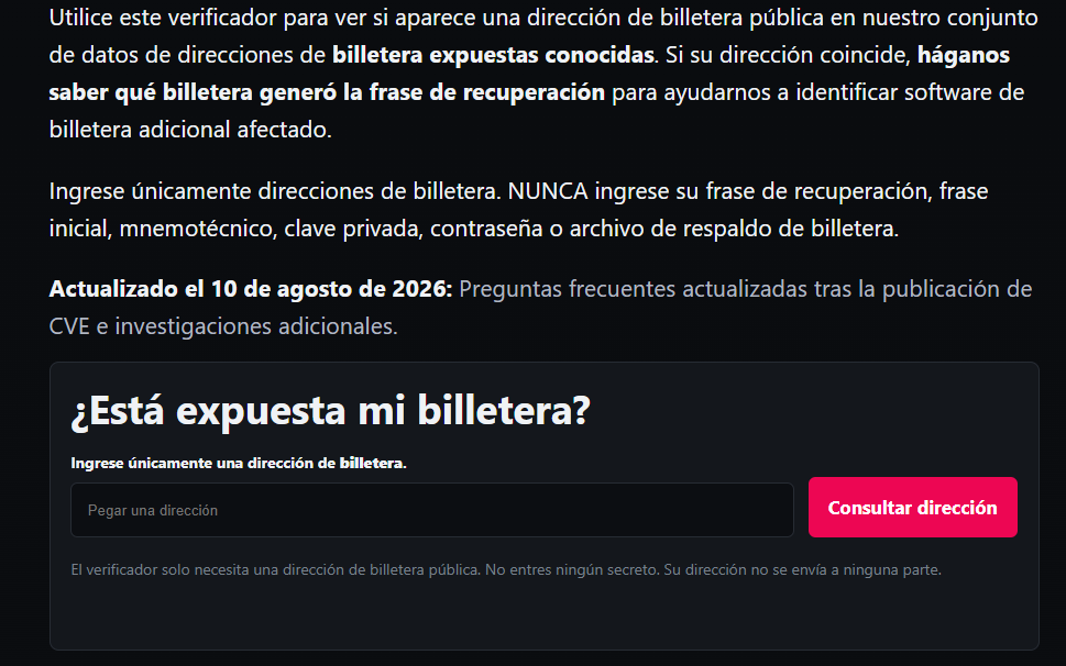 Verificador de direcciones de Bitcoin vulnerables.