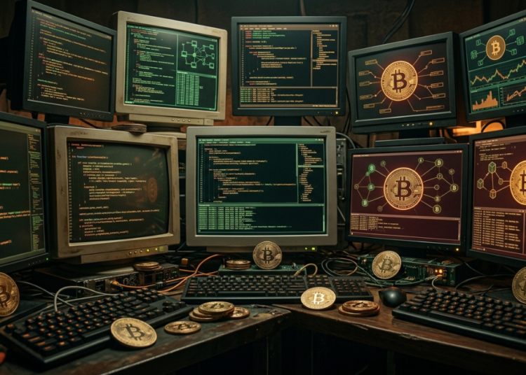 Computadoras con sistemas de programación de Bitcoin.