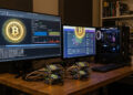 Computadoras corriendo nodos de Bitcoin.