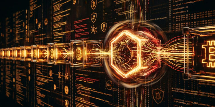La cadena de bloques Bitcoin procesando transacciones.