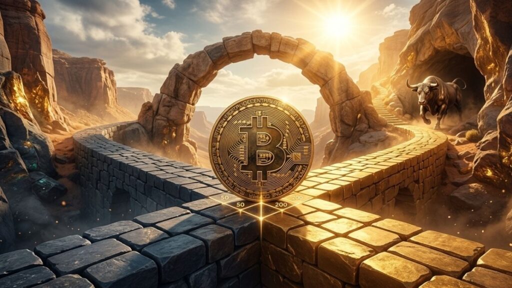 El precio de bitcoin está cerca de un indicador técnico importante: la cruz dorada. Imagen: CriptoNoticias/Gemini.