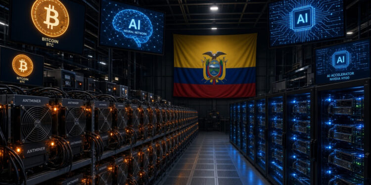 Un centro de datos con cómputo para la minería de Bitcoin y para la IA.