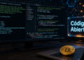 Una computadora corriendo un software de Bitcoin.
