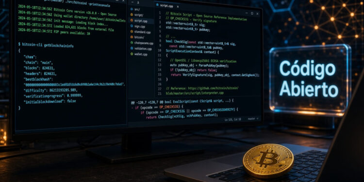 Una computadora corriendo un software de Bitcoin.