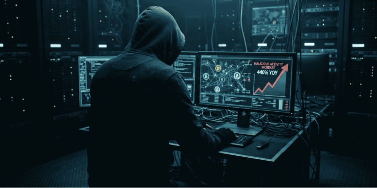 Un hacker dejando un malware en una red de criptomonedas.