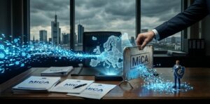 La barrera de MiCA se rompe por lo que la "protección" europea no frena el dominio del dólar digital, sino que expone a los ciudadanos a un mayor riesgo, según informe. Fuente: CriptoNoticias / Creada usando Gemini.