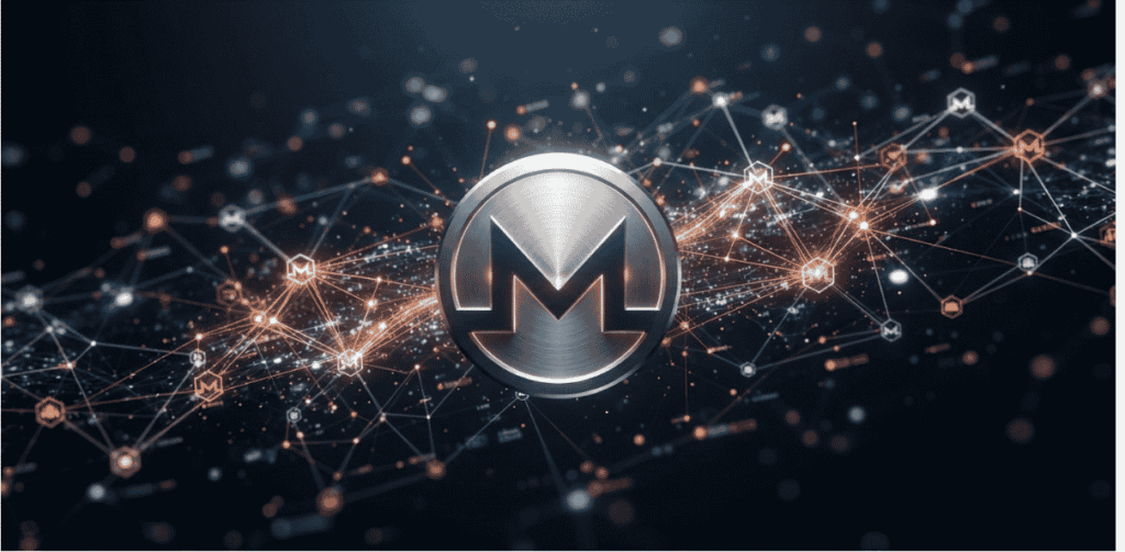 Logo de Monero. Red de criptomonedas.