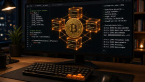 Una computadora corriendo un nodo de Bitcoin.