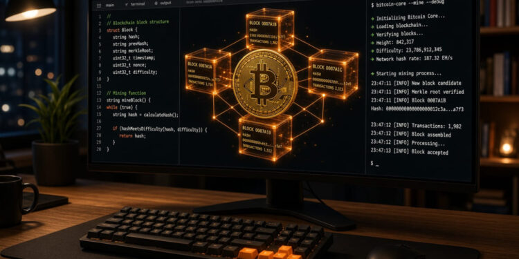 Una computadora corriendo un nodo de Bitcoin.