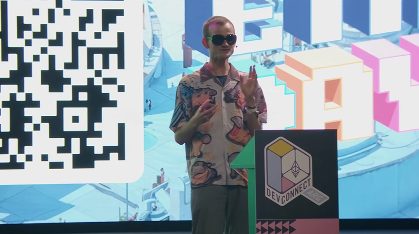 Vitalik Buterin durante una conferencia en Buenos Aires.