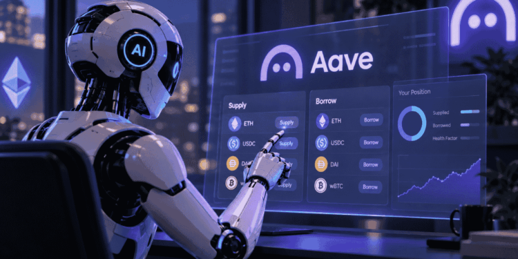 Imagen que simboliza un agente de IA operando en Aave.