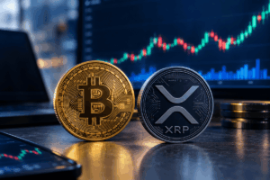 Bitcoin y XRP frente a un mercado de criptomonedas en alza.