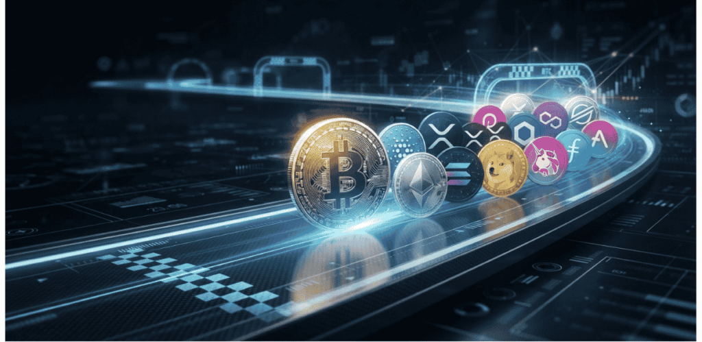 Una carrera de criptomonedas.