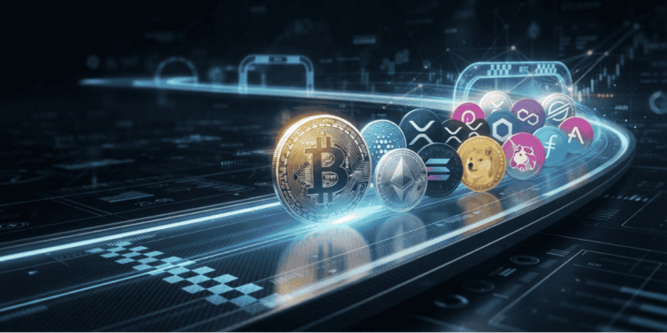 Una carrera de criptomonedas.