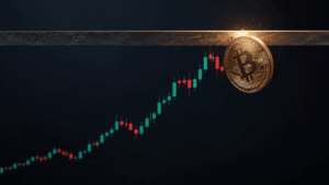 Imagen conceptual que representa al precio de bitcoin enfrentando una resistencia.