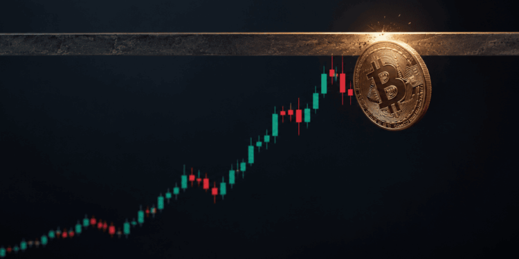 Imagen conceptual que representa al precio de bitcoin enfrentando una resistencia.