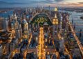La ciudad de Manhattan bajo un estilo bitcoiner.