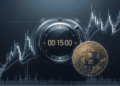 Un temporizador con 15 min y el logo de BTC.