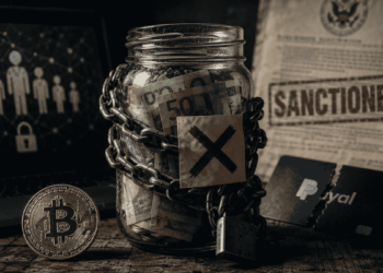 Imagen que representa el dinero fíat bloqueado y bitcoin libre.