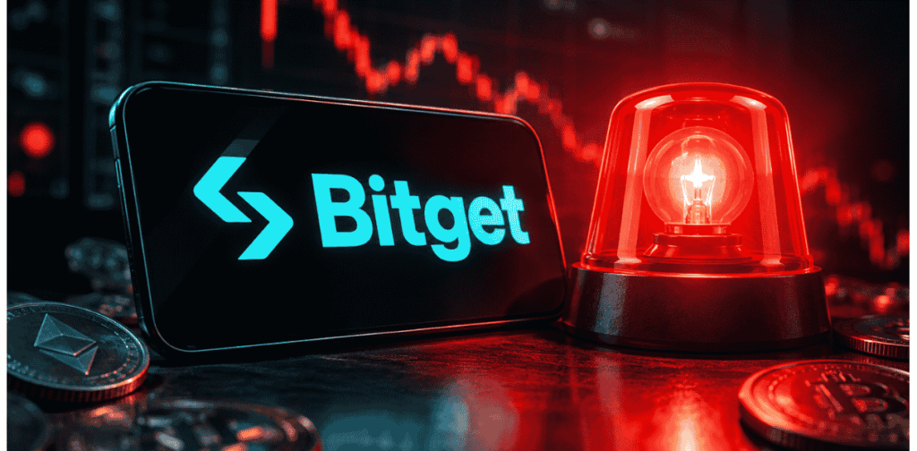 Logo de Bitget, sirena de alerta.