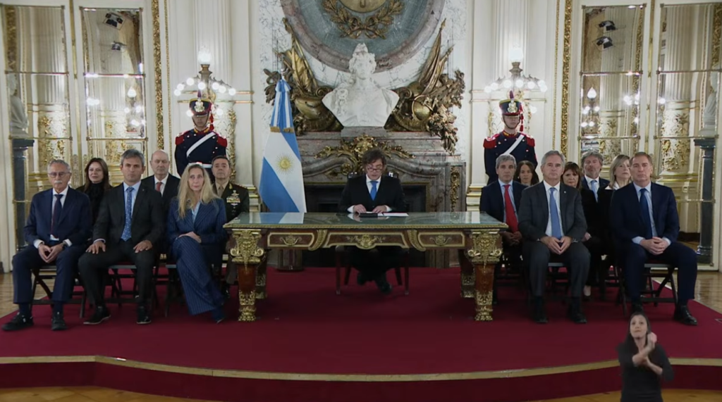 Javier Milei durante su discurso por cadena nacional.