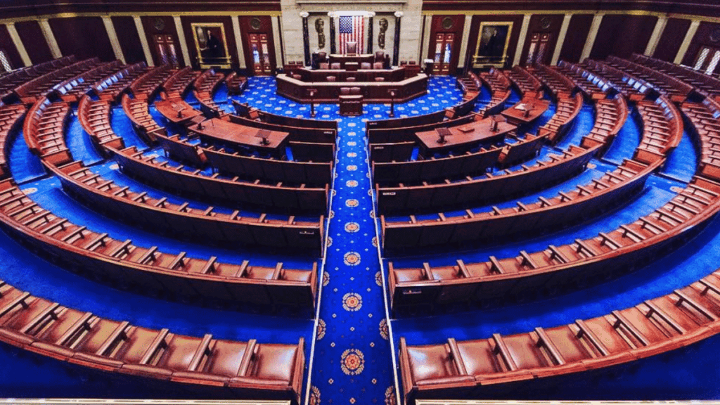 Fotografía del recinto de debates de la Cámara de Representantes de Estados Unidos.