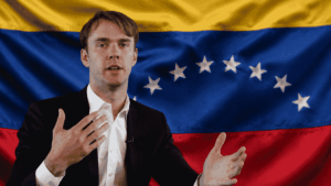 Fred Ehrsam y bandera de Venezuela.