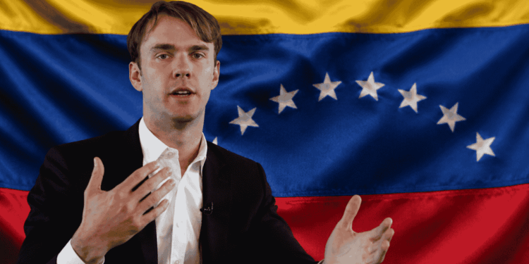 Fred Ehrsam y bandera de Venezuela.