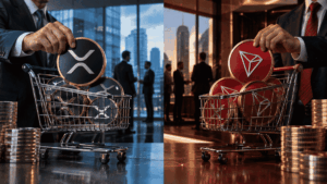 Imagen que simboliza a las empresas comprando XRP y TRX.