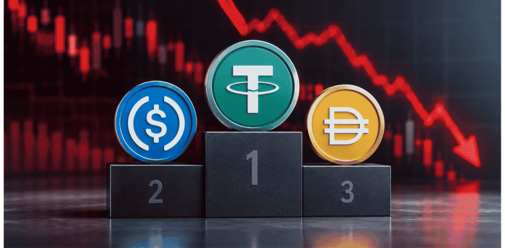 Las principales stablecoins en el terreno de ganadores, pese a caída del mercado.