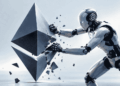 Un robot atacando el símbolo de Ethereum.