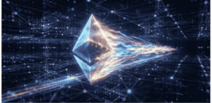 Logo de Ethereum desplazándose rápido.