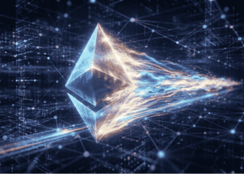 Logo de Ethereum desplazándose rápido.