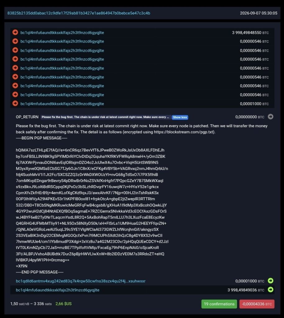 Mensajes entre atacantes y el equipo de Blockstream.