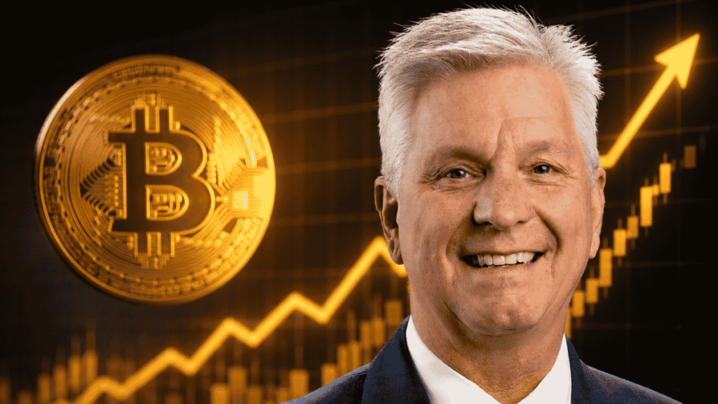 Christopher Waller y moneda de bitcoin.