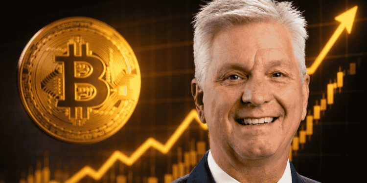 Christopher Waller y moneda de bitcoin.