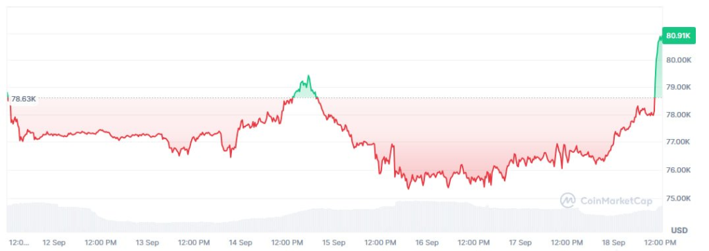 Gráfico del precio de bitcoin en los últimos 7 días.