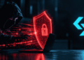 Un hacker atacando los fondos de los usuarios. Un escudo los protege.