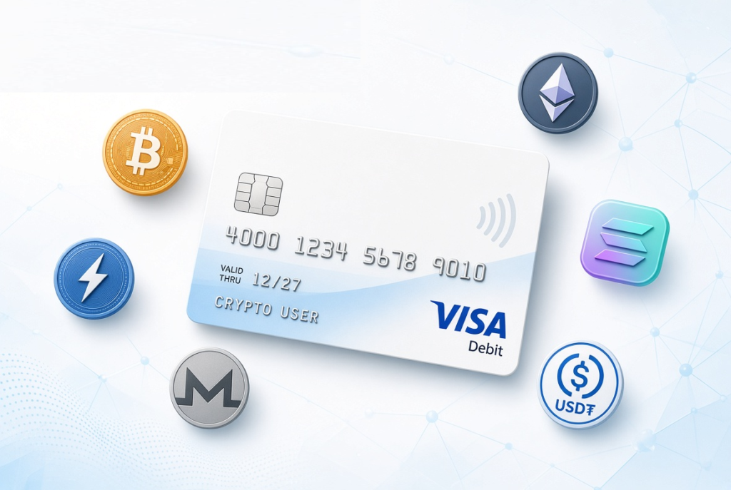 La tarjeta se carga con criptomonedas, pero Freedomia custodia los fondos. Fuente: Composición generada por CriptoNoticias.