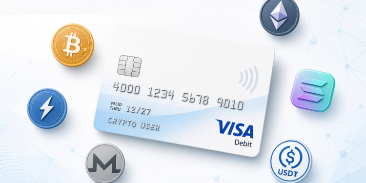 La tarjeta se carga con criptomonedas, pero Freedomia custodia los fondos. Fuente: Composición generada por CriptoNoticias.