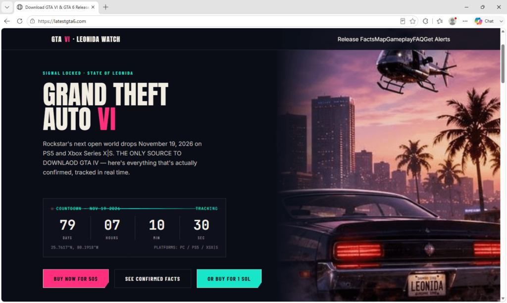 Página web del sitio que contiene el código malicioso