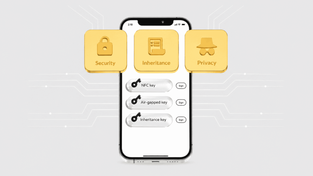 Esquema de un teléfono con la wallet Nunchuk.